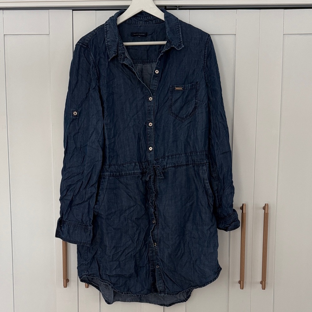 Button-Up Shirt Dress size 12 denim lightweight fabric
